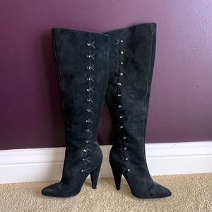 Black Betsy Johnson boots . Only wore once . Paid over 300